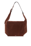 Attico Morning Suede Shoulder Bag In Brown