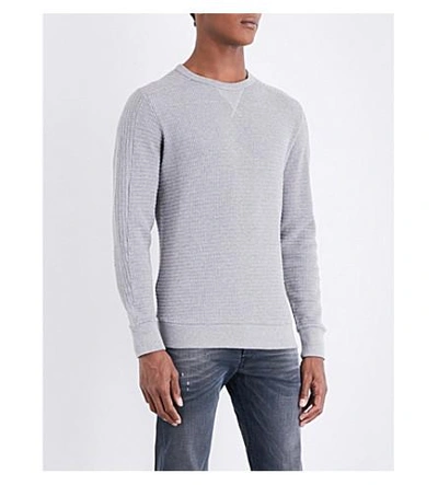 Diesel S-jerry Waffle-knit Cotton Sweatshirt In Dark Grey Melange