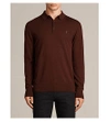 Allsaints Mode Slim-fit Wool Polo Shirt In Burnt Red