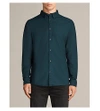 Allsaints Hungtingdon Slim-fit Cotton Shirt In Oil Blue