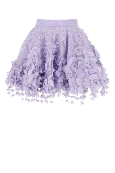 Zimmermann Embellished Corded Lace Cotton-blend Mini Skirt In Purple