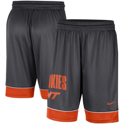 Nike Men's  Charcoal And Orange Virginia Tech Hokies Fast Break Shorts In Charcoal,orange