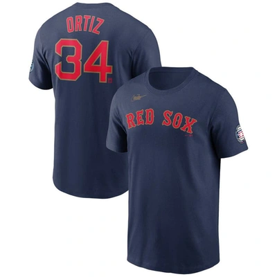 Nike Men's  David Ortiz Navy Boston Red Sox Name And Number Logo T-shirt