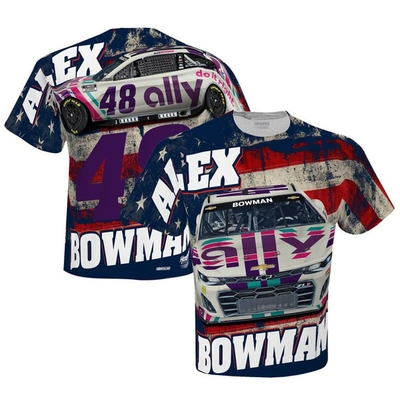 Hendrick Motorsports Team Collection White Alex Bowman Ally Sublimated Patriotic Total Print T-shirt