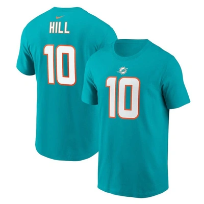Nike Men's  Tyreek Hill Aqua Miami Dolphins Player Name And Number T-shirt