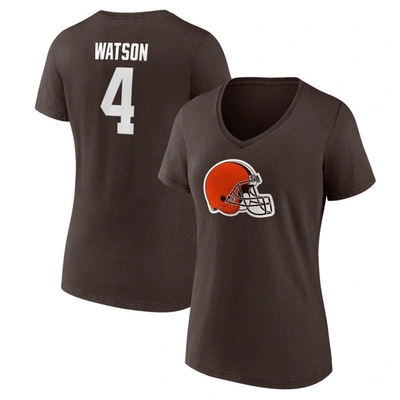 Fanatics Women's  Deshaun Watson Brown Cleveland Browns Player Icon Name And Number V-neck T-shirt
