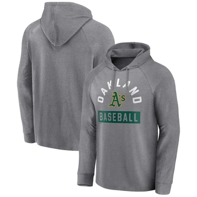 Fanatics Branded Gray Oakland Athletics No Time Off Raglan Pullover Hoodie