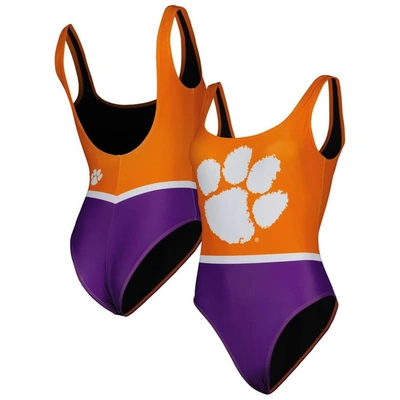 Foco Orange Clemson Tigers One-piece Bathing Suit