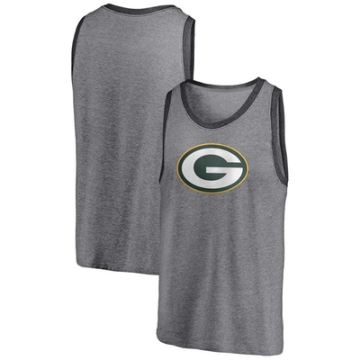 Fanatics Men's  Branded Heathered Gray And Heathered Charcoal Green Bay Packers Famous Tri-blend Tank In Heathered Gray,heathered Charcoal