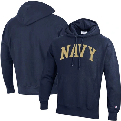 Champion Navy Navy Midshipmen Team Arch Reverse Weave Pullover Hoodie