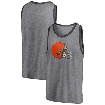 Fanatics Men's  Heathered Gray And Heathered Charcoal Cleveland Browns Famous Tri-blend Tank Top In Heathered Gray,heathered Charcoal