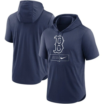 Nike Navy Boston Red Sox Logo Lockup Performance Short-sleeved Pullover Hoodie