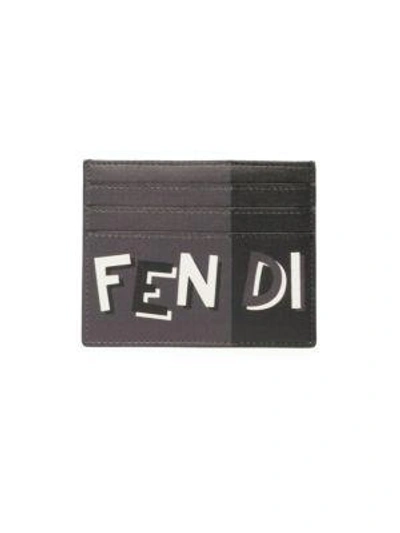 Fendi Vocabulary Card Case In Asphalt