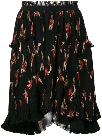 Isabel Marant Watford Floral-print Pleated Skirt In Black