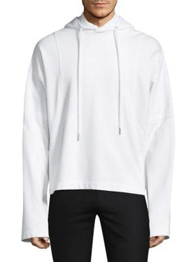 Helmut Lang Distorted Arm Hooded Sweatshirt In White