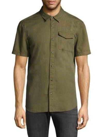 John Varvatos Cotton Button-down Shirt In Sage