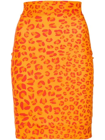 Amir Slama Leopard Print Skirt In Orange