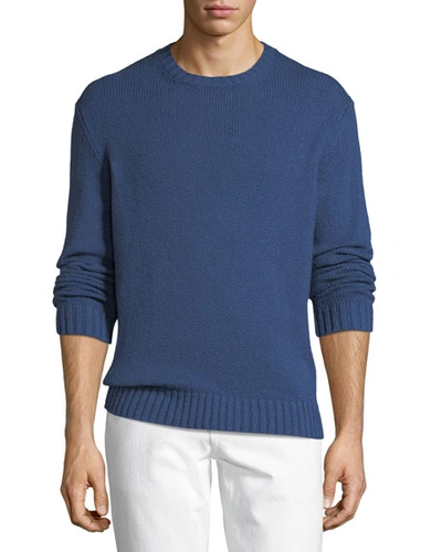 Loro Piana Textured-knit Crewneck Sweater In Blue
