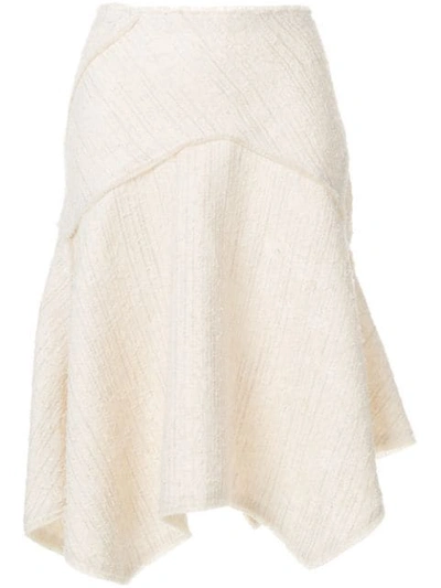 Proenza Schouler Asymmetric Boucle Tweed Skirt In Neutrals