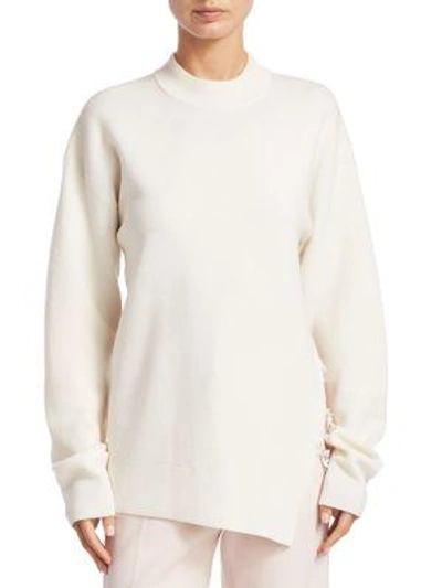 Carven Chain-embellished Wool-blend Sweater In Antique White