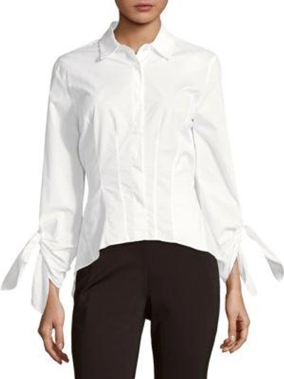 Donna Karan Tie Cuffs Blouse In White