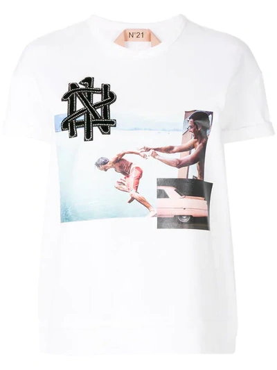 N°21 Short-sleeve Graphic Cotton Tee In White