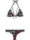 Amir Slama Logo Print Bikini Set In Black