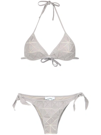 Amir Slama Patchwork Bikini Set In Neutrals