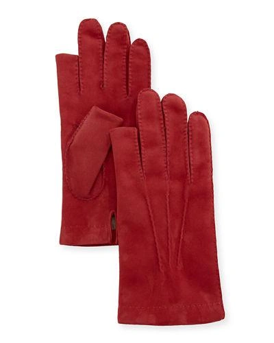 Guanti Giglio Fiorentino Three-finger Suede Gloves In Red