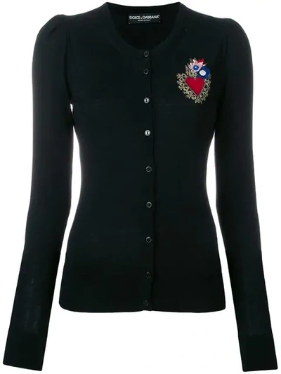 Dolce & Gabbana Embellished Wool-blend Cardigan In Black