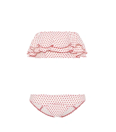 Lisa Marie Fernandez Sabine Ruffled Polka-dot Bikini In Red