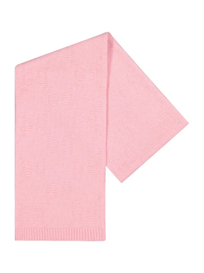 Gucci Kids Pink Gg-monogram Intarsia Wool Scarf