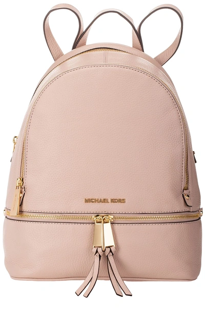 Michael Kors Michael  Rhea Zip Medium Backpack Soft Pink One Size In Soft Pink/gold