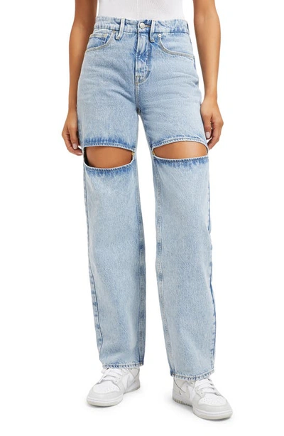 Good American Good '90s Ripped High Waist Straight Leg Jeans In Blue