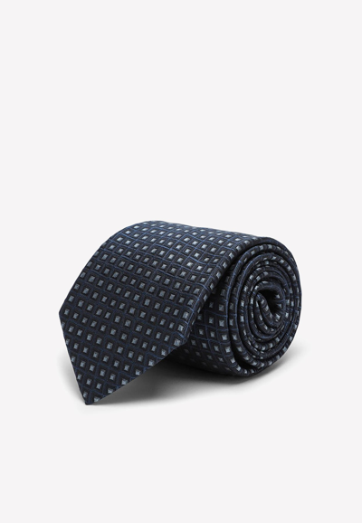 Ferragamo Tie With Blue Rhombus Print