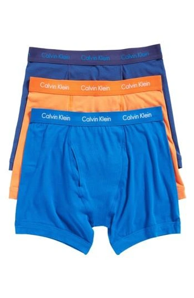 Calvin Klein 3-pack Boxer Briefs In Blue/ Muscari/ Deep Sunset