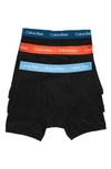 Calvin Klein 3-pack Boxer Briefs In Black/ Orange/ Fountain/ Blue