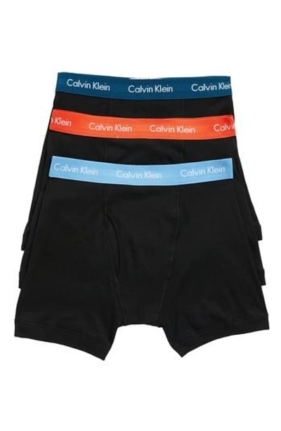 Calvin Klein 3-pack Boxer Briefs In Black/ Orange/ Fountain/ Blue