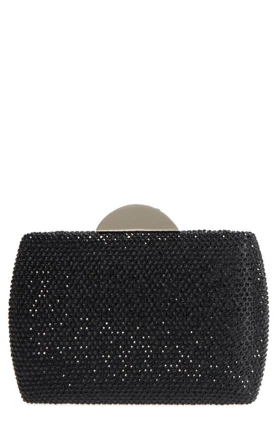 Nina Pacey Crystal Pave Minaudiere In Black