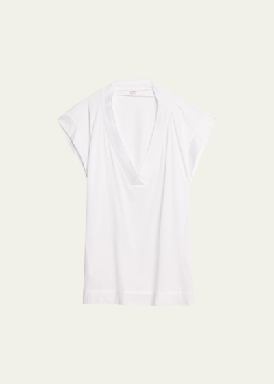 Eres Renee V-neck Short-sleeve Coverup T-shirt In Blanc
