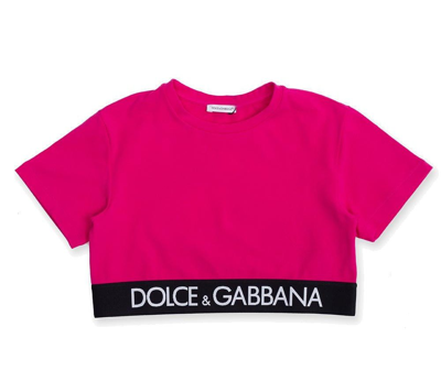 Dolce & Gabbana Kids' Logo Cotton-blend T-shirt In Pink