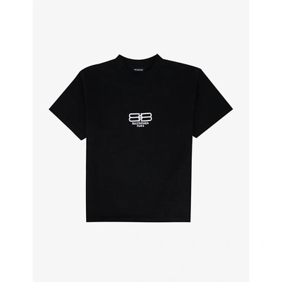 Balenciaga Kids' Bb Logo-print Stretch-cotton Jersey T-shirt 4-10 Years In Black