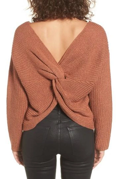 Astr Twist Back Sweater In Coral Cedar