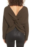 Astr Twist Back Sweater In Olive