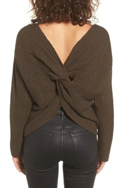 Astr Twist Back Sweater In Olive