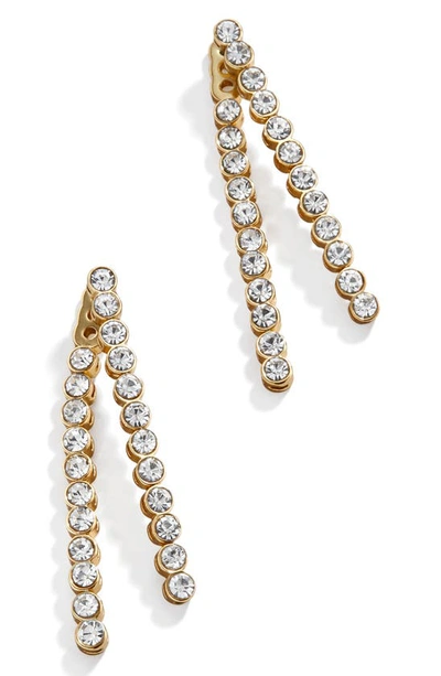 Baublebar Michelle Crystal Double Row Linear Drop Earrings In Gold Tone