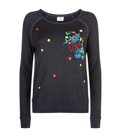 Sundry Floral Embroidered Sweatshirt In Black
