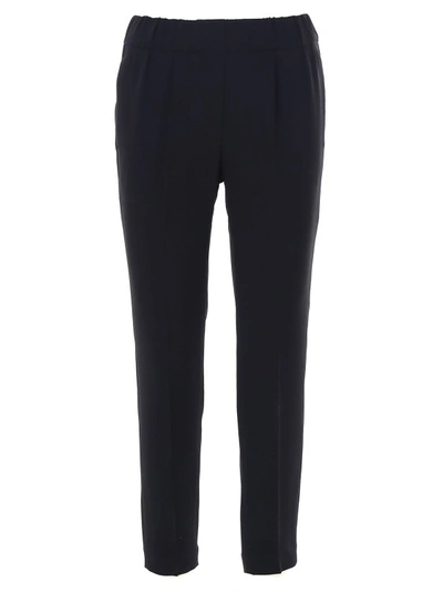 Brunello Cucinelli Elastic Waistband Straight Leg Trousers In Black