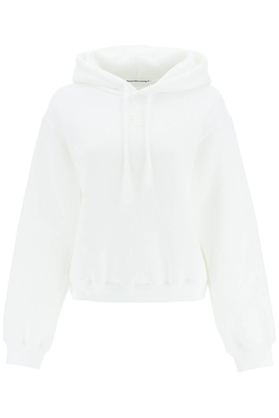 Alexander Wang Logo Stretch Cotton Sweatshirt Hoodie In White