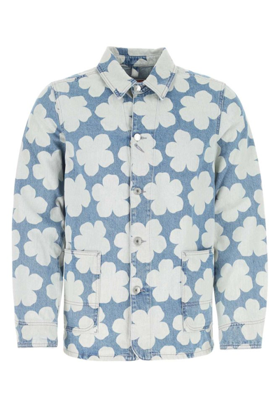 Kenzo Blue Hana Floral Print Denim Jacket In Sky Blue